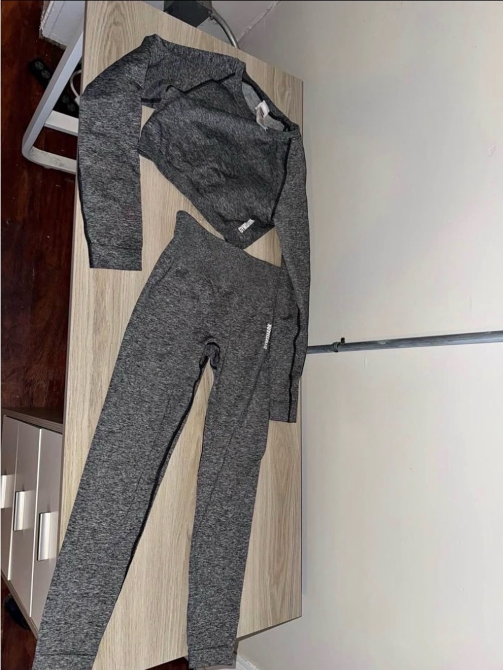 Gymshark Charcoal Grey Seamless Leggings & Cropped Top Set